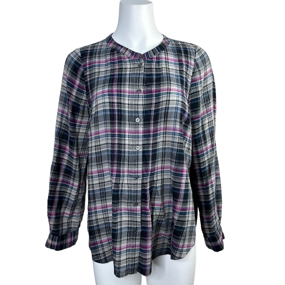 Joie Plaid Button Front Long Sleeve Blouse S